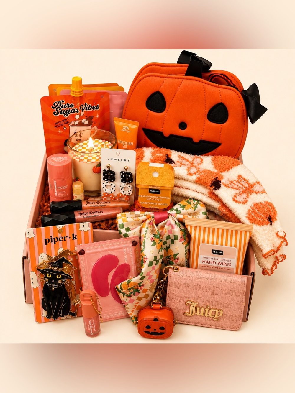 Halloween Orange Pumpkin Bath & Body Gift Box, Boo Basket